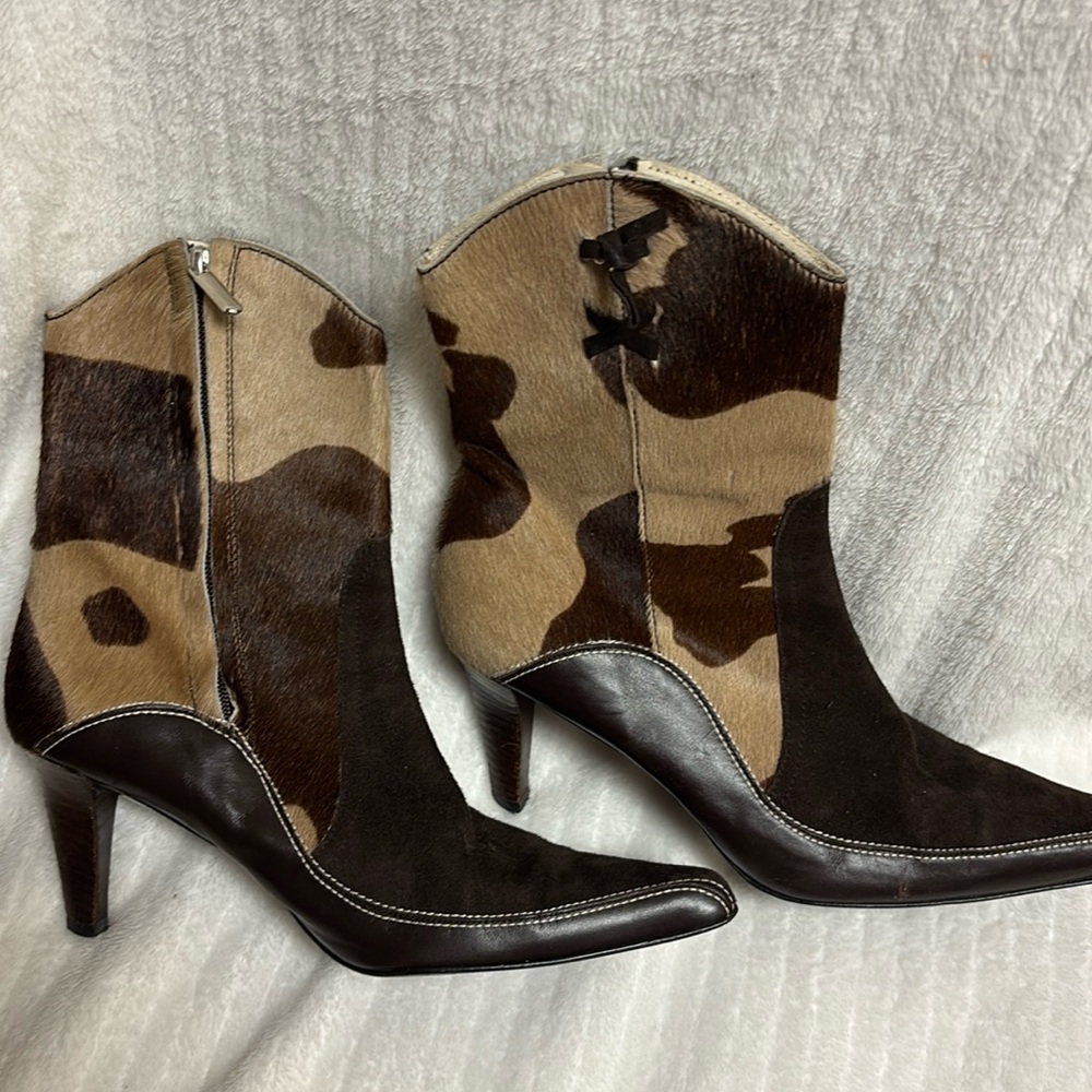 Costa Blanca Brown and Tan Cowhide Ankle Boots made in Spain